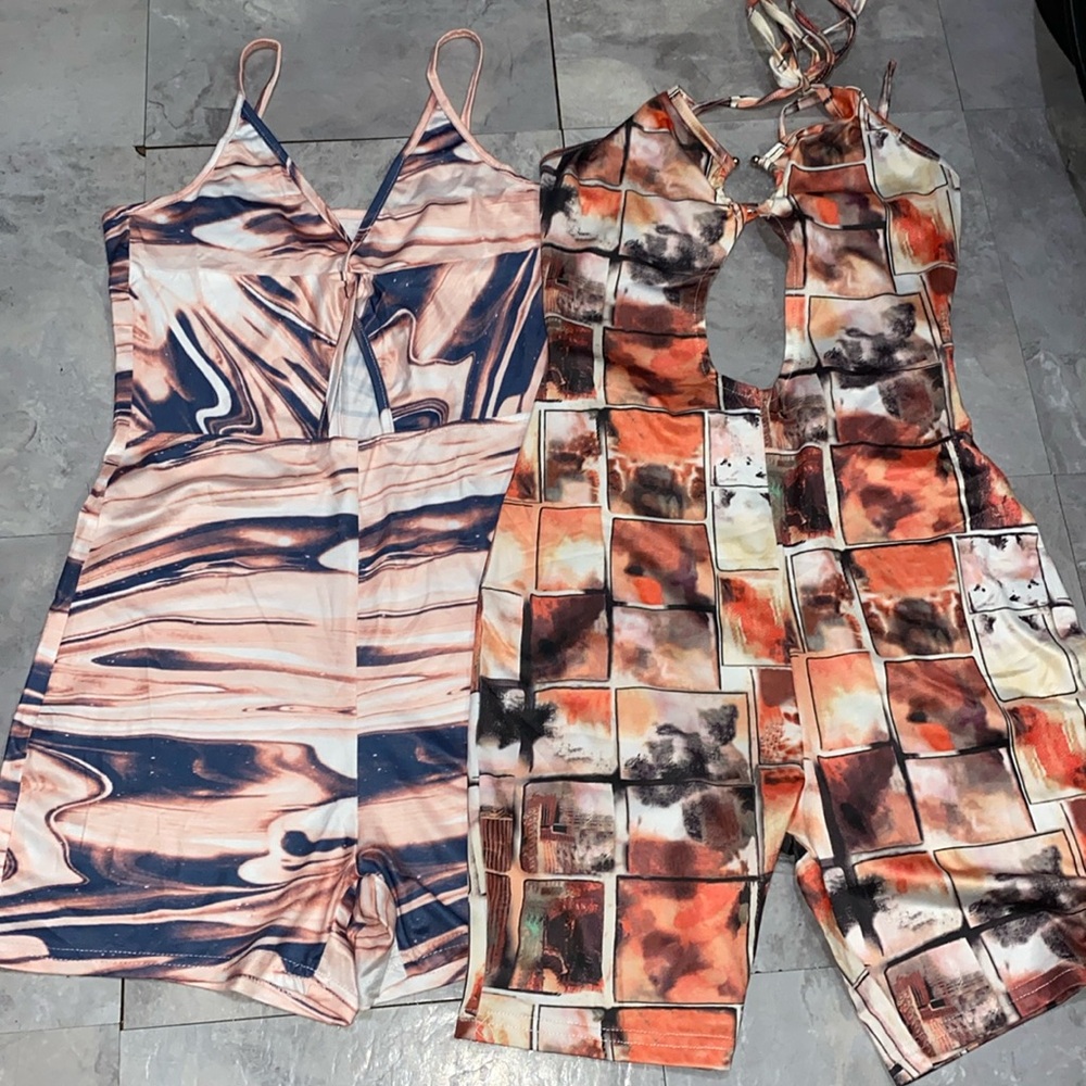 Brand new Xs short romper orange cream design SHEIN summer fit jumpsuit
